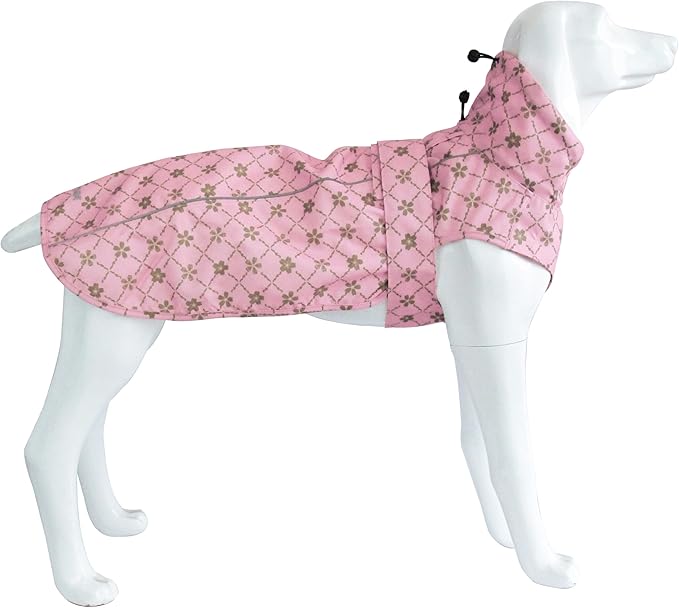 Adjustable Waterproof Dog Raincoat for Dogs,Lightweight Pet Rain Jacket Puppy Clothes with Reflective Strip for Small Medium Large Dogs(Small,Gold Cheery Blossoms Pink)