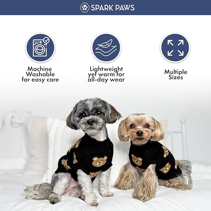 Spark Paws Knit Dog Sweater – Ultra Soft Warm Winter Dog Sweater for Small, Medium & Large Dogs – Stretch Fit Pet Sweater for French Bulldog, Pitbull, Girl & Boy Dogs Jacket, (Broken Teddy, 4XL)