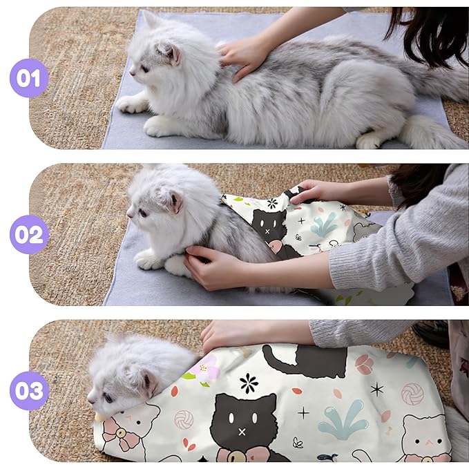 27.6"Cat Grooming Wrap (for nail trimming and veterinary care) - Large-Scale Anti-Escape Cat Containment Device- Multifunctional pet grooming essential, (C1 Suitable for 15 lbs)