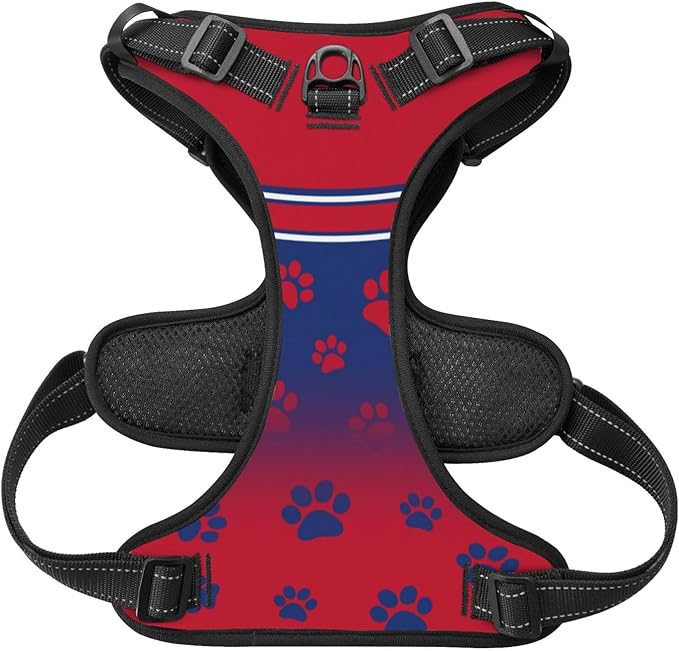 Custom Buffalo Dog Harness with Reflective Stripes Personalized Name and Number Dog Vest Harness with Pet Traction Rope for Small Medium Large Dog