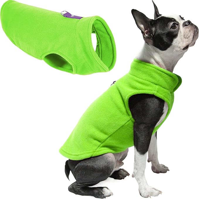 Gooby Fleece Vest Dog Sweater - Lime, Large - Warm Pullover Fleece Dog Jacket with O-Ring Leash for Small to Medium Dogs