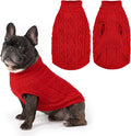 PUPTECK Dog Sweater, Turtleneck Warm Knitted Pullover Coat, Thick Cable Knitwear Clothes in Winter, Pet Apparel Outfits for Small Medium Dogs, for Cold Weather Indoor & Outdoor, Red M
