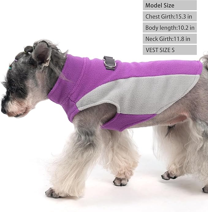 KOOLTAIL Dog Sweater - Dog Fleece Vest Jacket with Leash D-Ring for Small Medium Large Dogs, Soft Pullover Winter Warm Cold Weather Coats, Pet Fall Clothes Outfit for Puppy Cat Boys&Girls, Purple L