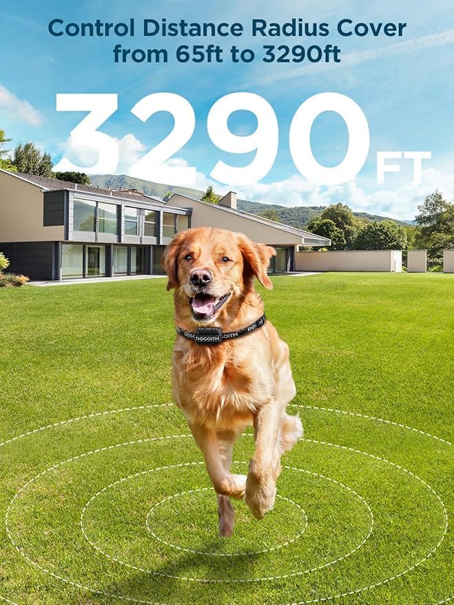 Wireless Dog Fence for 2 Dogs, GPS Wireless Dog Collar with 3 Warning Modes, Pet Containment System with AI Smart Signal, Electric Dog Fence Collar for Outdoor Use Only(2 Collars)