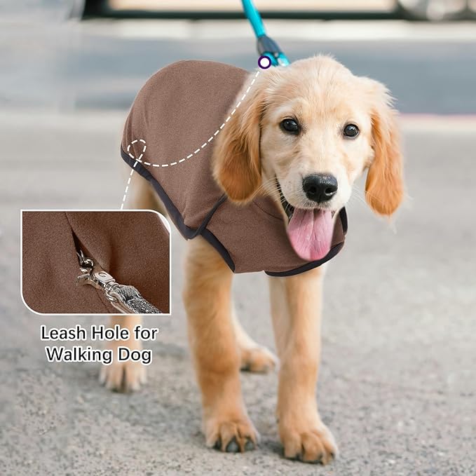 ROZKITCH Thick Dog Sweaters for Small Dogs Male, Pet Windproof Warm Cold Weather Jacket Vest Cozy Jumpsuit Apparel Outfit Clothes for Walking Hiking Travel Sleep Brown S