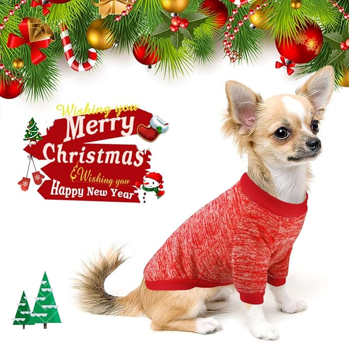 Idepet Pet Dog Classic Knitwear Sweater Fleece Coat Soft Thickening Warm Pup Dogs Shirt Winter Pet Dog Cat Clothes Puppy Customes Clothing for Small Dogs(XL,Orange Red)