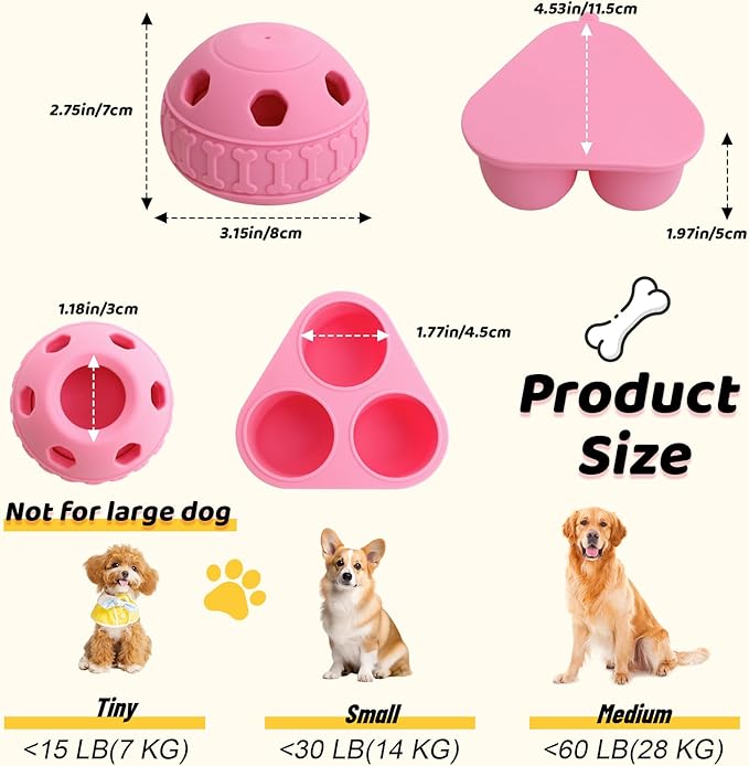 IFOYO Frozen Treat Dog Toy Ball for Small to Medium Dogs, Silicone Enrichment Dog Toys to Keep Them Busy, Reduce Anxiety, Puzzle Treat Dispensing Dogs Toys for Slow Food Training, Easy to Clean