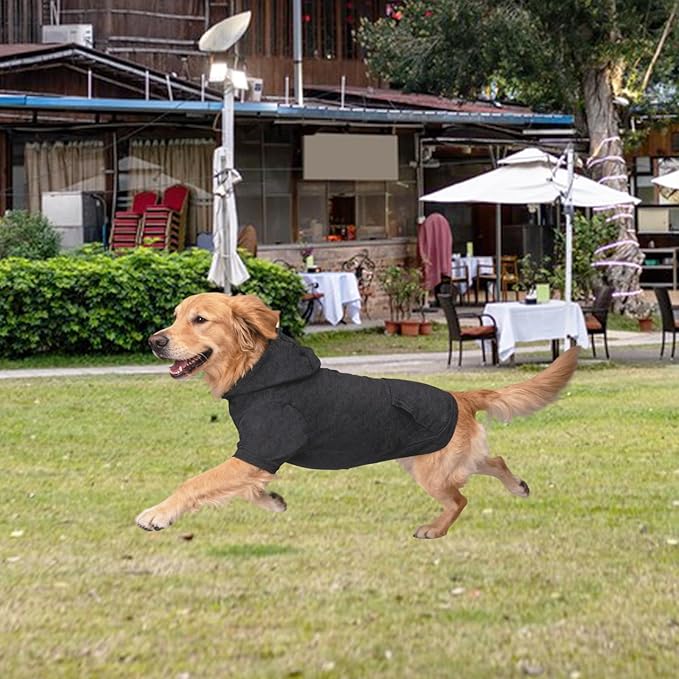 Basic Dog Hoodie Sweatshirts, Pet Clothes Hoodies Sweater with Hat and Leash Hole, Warm Outfit Coat for Large Medium Small Dogs, Dark Grey (Large)