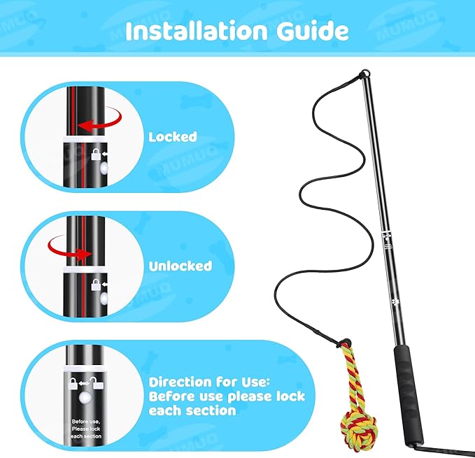 Flirt Pole for Dogs, Retractable Teasing Stick with Lure, Interactive Dog Toy for Outdoor Training Play Exercise, Flirt Stick for Puppy Small Medium Dogs