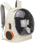 Pet Backpack Carrier, Portable and Ventilated, Oxford Cloth, Dog Cat Travel Bag with Transparent Cover 12.99", (Beige, 1 Pcs), Intended for Hiking/Camping/Traveling
