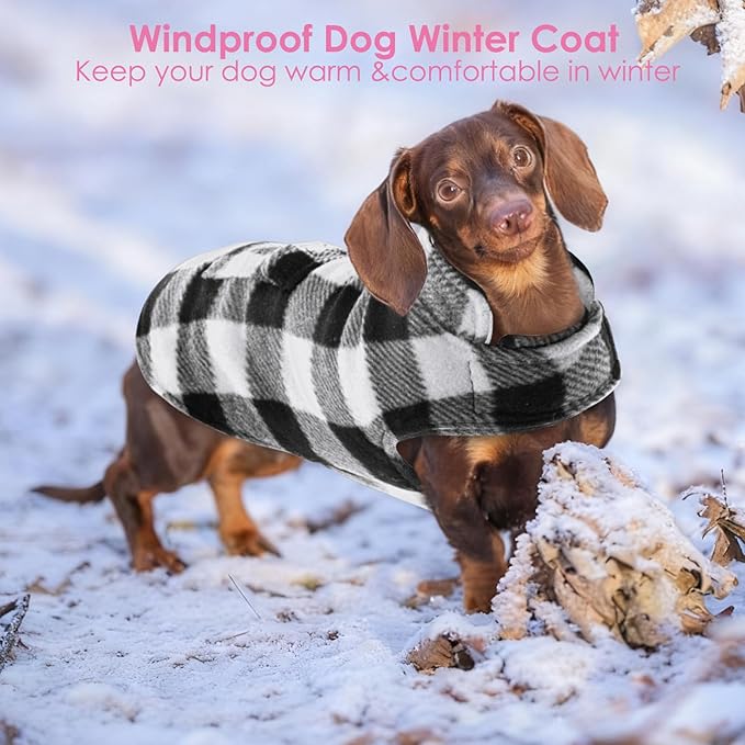 AOFITEE Dog Coat Plaid Dog Winter Coat for Large Dogs, Warm Dogs Jacket Christmas Sweater, Waterproof Pet Puffer Jacket, Reversible Pet Cold Weather Coats for Small Medium Large Pets, Black XXXL