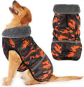 Dogcheer Warm Dog Coat, Waterproof Dog Jacket Christmas Puppy Winter Coat with Buckle, Reflective Adjustable Pet Snow Jacket Turtleneck Fleece Sweater for Small Medium Large Dogs - Orange Camo, XL