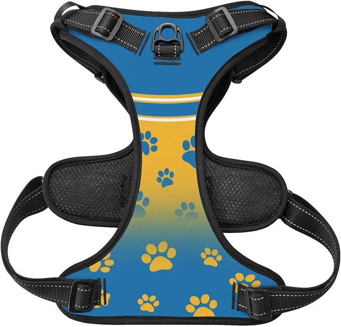 Custom Los Angeles Dog Harness with Reflective Stripes Personalized Name and Number Dog Vest Harness with Pet Traction Rope for Small Medium Large Dog