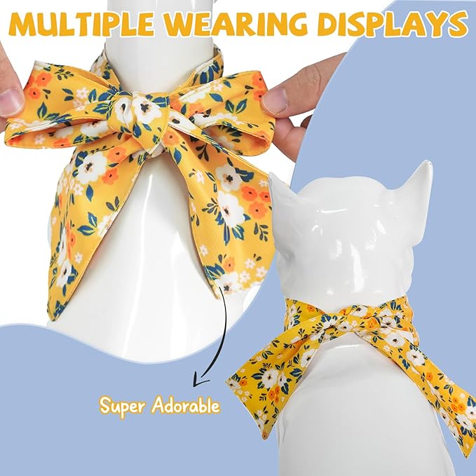 SCENEREAL Summer Floral Dog Bandana, Double Side Dog Scarf for Small Medium Large Dogs Cats Puppy,Holiday Bandanas for Dogs Boys Girls, Premium & Soft Fabric Pet Accessories for Birthday Party Days