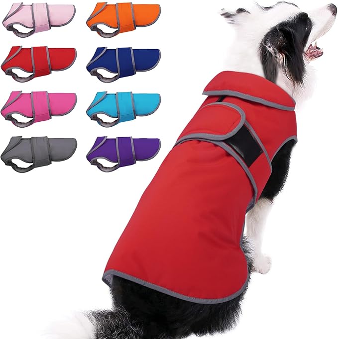 MIGOHI Reflective Waterproof Windproof Dog Coat - Warm Jacket Reversible Stormguard Winter Vest for Small to Large Dogs (Red, XXL)