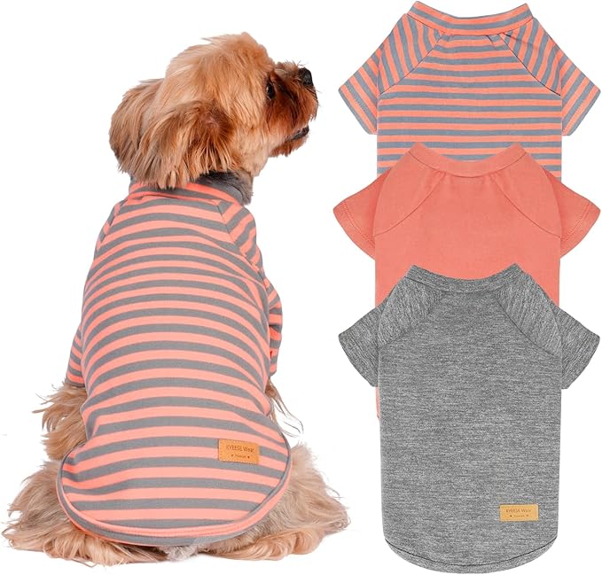 KYEESE 3Pack Dog Sweater Soft Dogs Sweatshirt Pullover Puppy Fleece Sweater Comfy Cat Clothes Stretchy Dog Sweaters for Small Dogs Girl Lightweight Cat Sweaters Pet Coat with Sleeves for Cold Weather