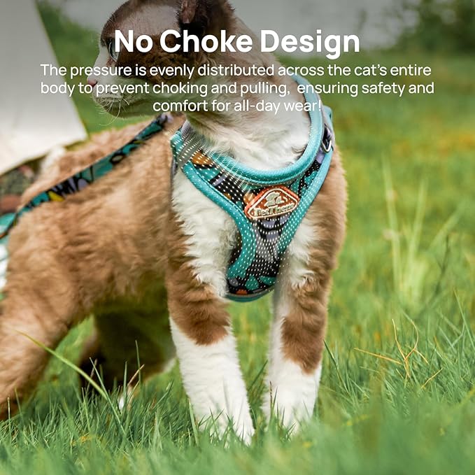 Cat Harness and Leash Set, Step-in Escape Proof Adjustable Vest Harness for Small Medium Large Cats, Lightweight Soft Breathable Reflective Kitten Harness for Walking Travel, Camping(Butterfly, L)