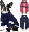 MIGOHI Dog Coat with Harness Built in, 2-in-1 Windproof Dog Jacket, Thermal Fleece Lined Coat with Reflective Strips for Medium Dogs, Zip Up Closure, French Bulldog, Navy Blue, M