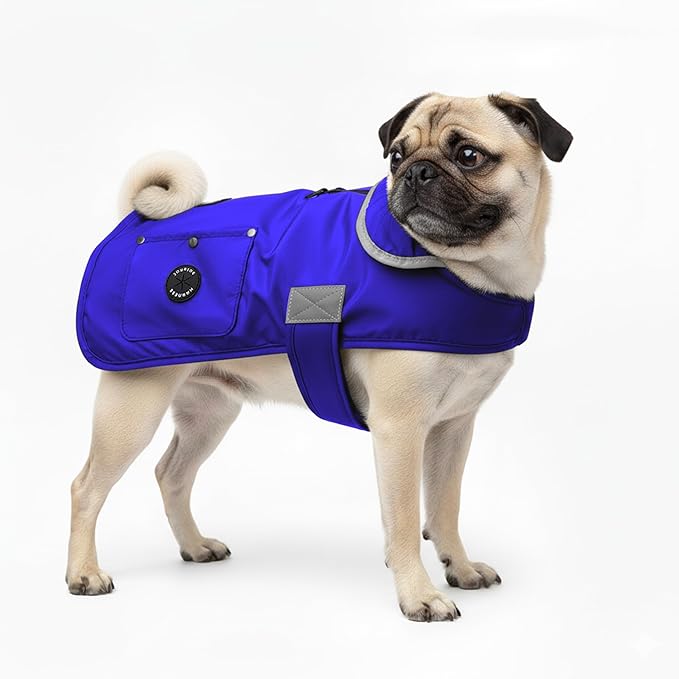 Joyride Harness FrostFlex Dog Winter Jacket - Fleece Lined & Water-Resistant - Snowsuit with Pockets for Treats & Poop Bags - Durable Cold Weather Dog Coat - Blue Serenity-S