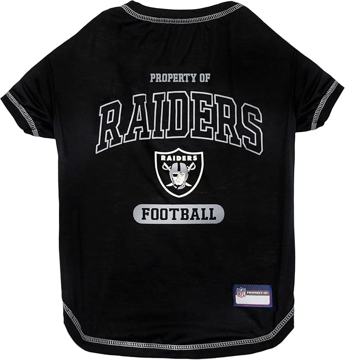 NFL Raiders Dog T-shirt X-Small. - Licensed Shirt for Pets Team Colored with Team Logos- Premium Stretchable Materials for the comfort of your Dog & Cat