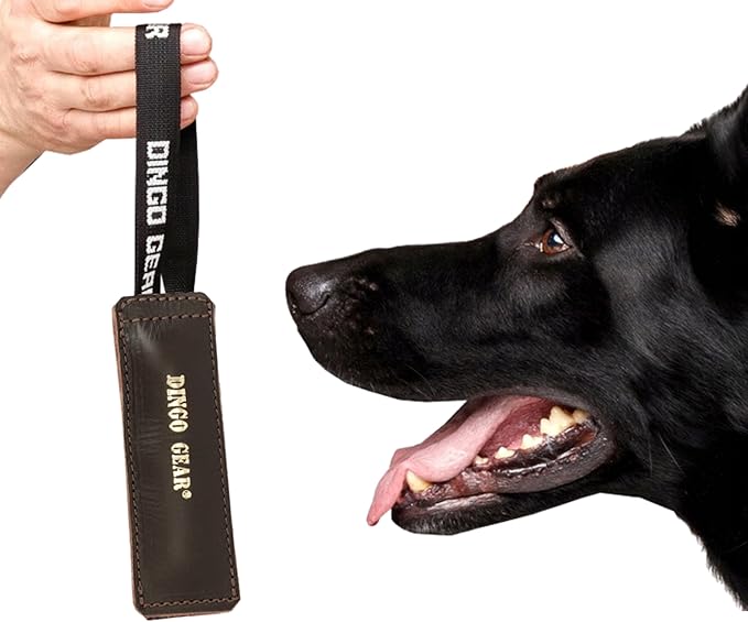 Dingo Gear Dog Bite Tug Handmade of Brown Grain Leather Strong, Chocolate, 0.1 kg