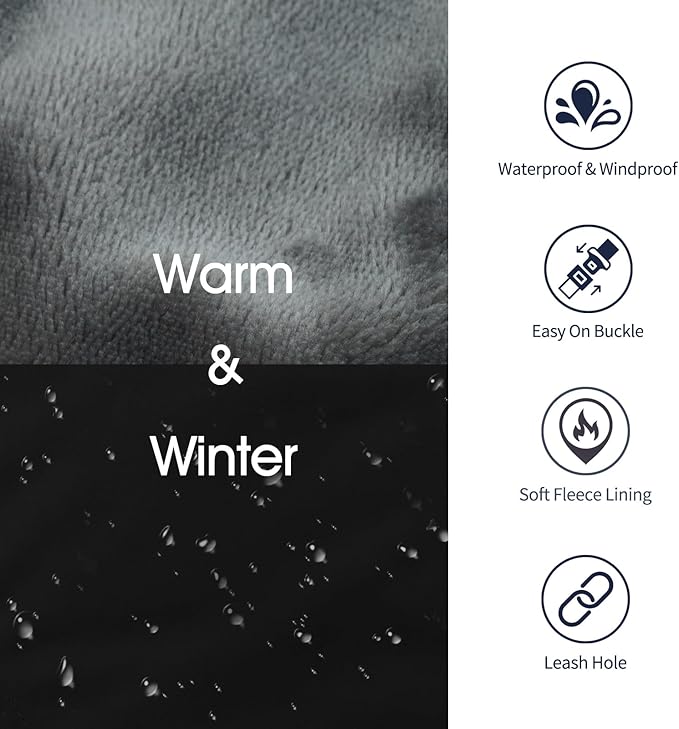 IECOii Extra Warm Coat - Adjustable Dog Jacket Winter Coat with Buckle & Fleece Turtleneck for Small to Extra Large Dogs