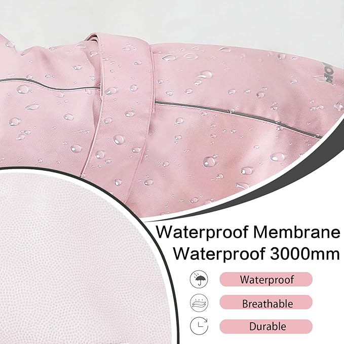 Waterproof Dog Raincoat, Adjustable Lightweight Dog Rain Jacket with Reflective Strip Leash Hole for Small Medium Large Dogs (Pink, 3X-Large(77-94lb))