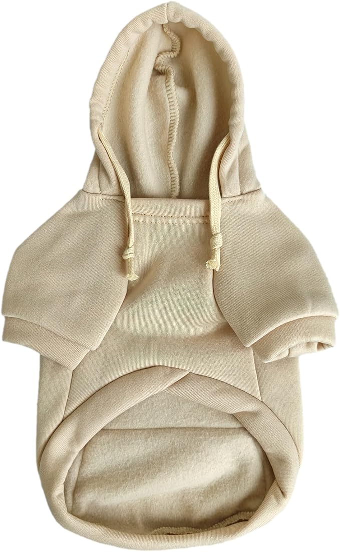 Jecikelon Pet Dog Cold Weather Coat with Pocket Winter Dog Hoodie Warm Puppy Clothes for Small Dogs Chihuahua Clothing (Beige, X-Large)
