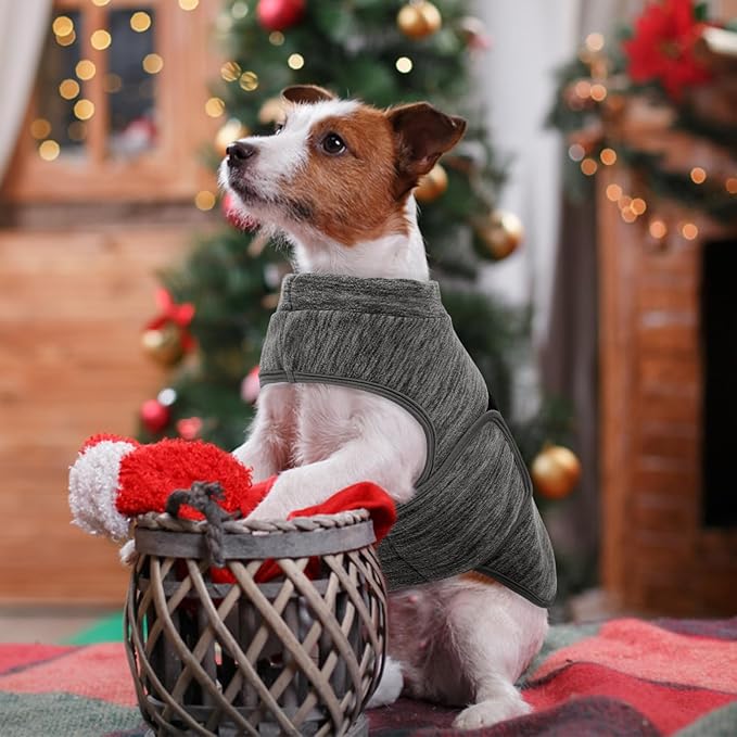 Queenmore Small Dog Sweaters, Soft Fleece Vest Pullover Dog Jacket with Leash Hole, Warm Winter Dogs Clothes Cold Weather Doggy Dachshund Sweater for Small Dogs Cats Boy or Girl (Cationic Gray, XS)
