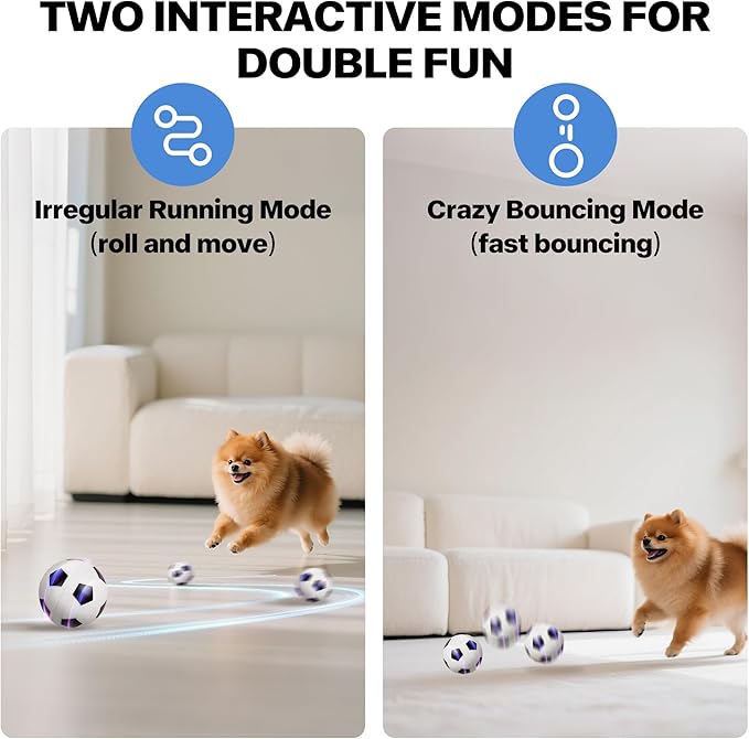 Pet Prime Active Rolling Ball for Dogs Motion Activated Rechargeable Automatic Interactive Dog Ball Toy with LED Light Self Moving Toy for Small Medium Large Dogs to Play