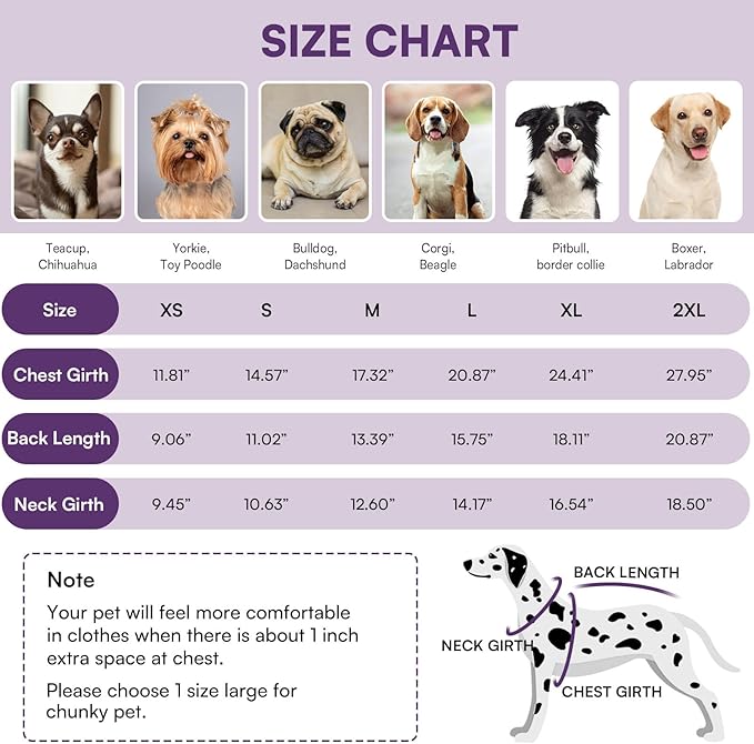 Queenmore Warm Fleece Dog Jacket, Cold Weather Waterproof Snowsuit, Reflective Turtleneck with Leash Hole, Small to Large Dog Coats (Purple, L)