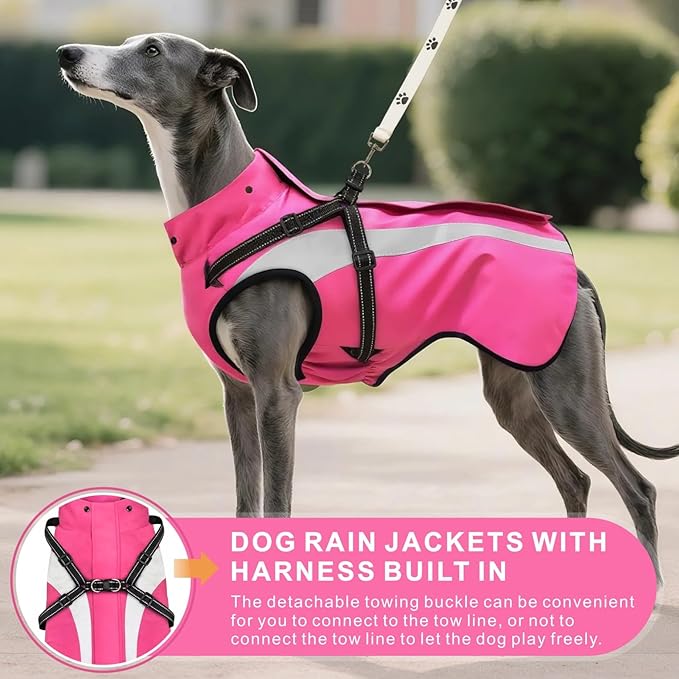 Mosucoirl Dog Raincoat Waterproof Raincoats for Dog Reflective Dogs Rain Jackets with Hood Hoodie Pet Rain Poncho Coat for Small Medium Large Dogs Puppies S-XXL (Pink, XL)