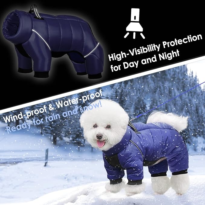 AOFITEE Dog Coat, Waterproof Dog Jacket for Winter, Warm Fullbody Dogs Snowsuit, Winter Coat for Small Dogs, Zip Up Pet Puffer Jacket Fleece Vest, Outdoor Reflective Cold Weather Pet Coats, Medium