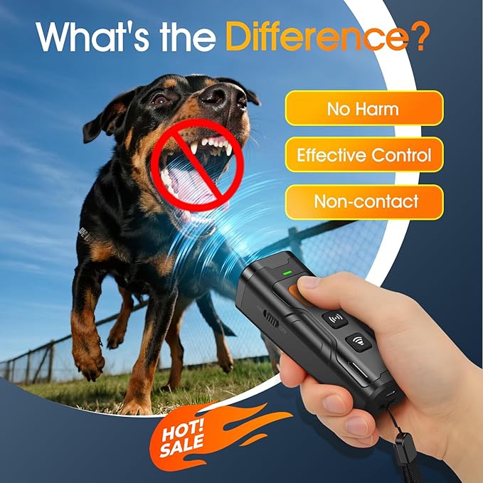Dog Bark Deterrent Devices, Ultrasonic Anti Barking Device for Dogs, Stopping Own or Neighbor's Dog Barking,Portable Dog Training Device, Safe & Effective for Indoor & Outdoor Use, Black