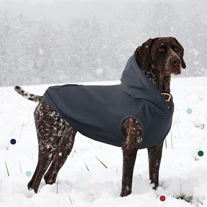 IECOii XXL Dog Hoodie for Large Dogs, Fleece Dog Sweatshirt for Large Breed Male Female Dogs,Pet Pouch Hoodie Winter Sweater Coat with Leash Hole, Warm & Lightweight Outfit for Pitbull, Grey, 2XL