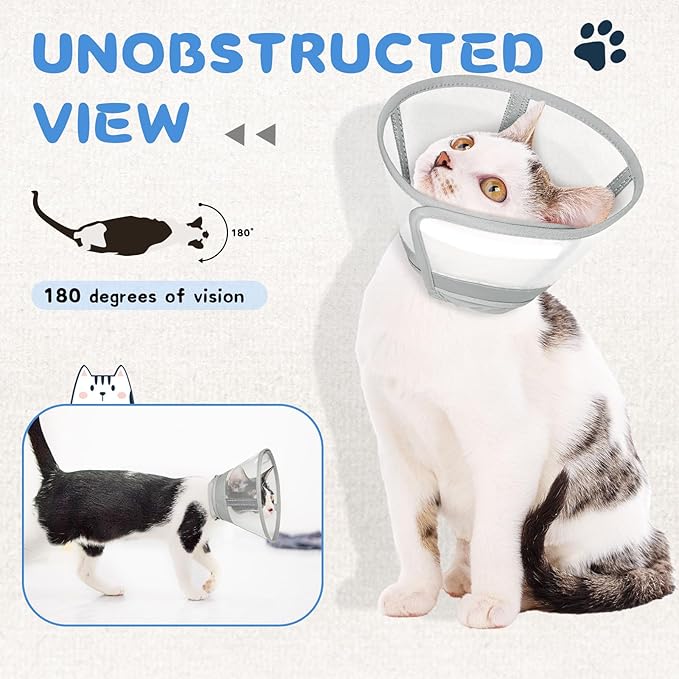 Supet Cat Cone Collar Soft, Air Mesh Recovery Collar to Stop Licking, Breathable Neck Cone Alternative for Small Kitten, Lightweight Cat Head Cone Anti Scratch (L)