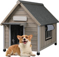 Dog House Outdoor Weatherproof,Wooden DogHouses for Medium Small Dogs, Indoor & Outdoor with Anti-Chewing Iron Frame, Ventilated Window, Easy Assemble, 26" L x 32" W x32 H