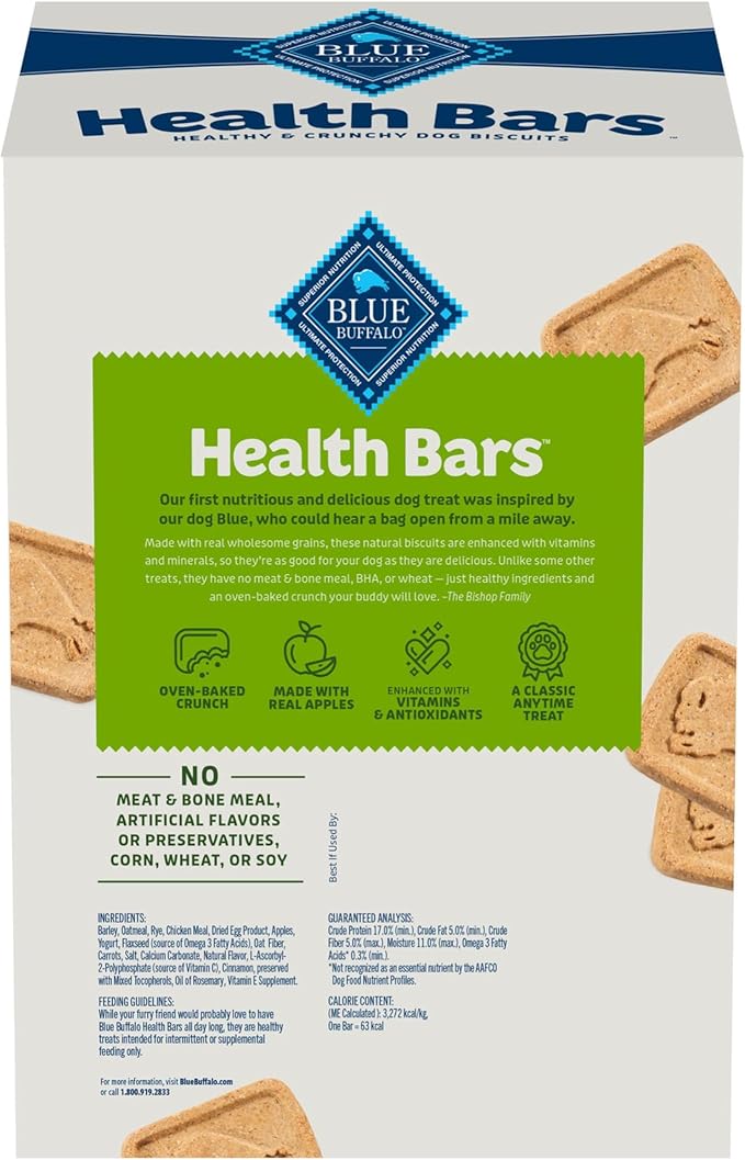 Blue Buffalo Health Bars Oven-Baked with Natural Ingredients, Apples & Yogurt Crunchy Dog Biscuits, 3.5 lbs.