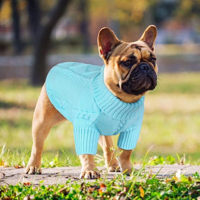 Queenmore Dog Sweater for Large Size Pet,Pitbull Dog Sweater,XXL Doggy Sweater for Labrador Retriever,Cold Weather Warm Knitted Pet Sweatershirt for Boy Girl Dogs (Sky Blue,2XL)
