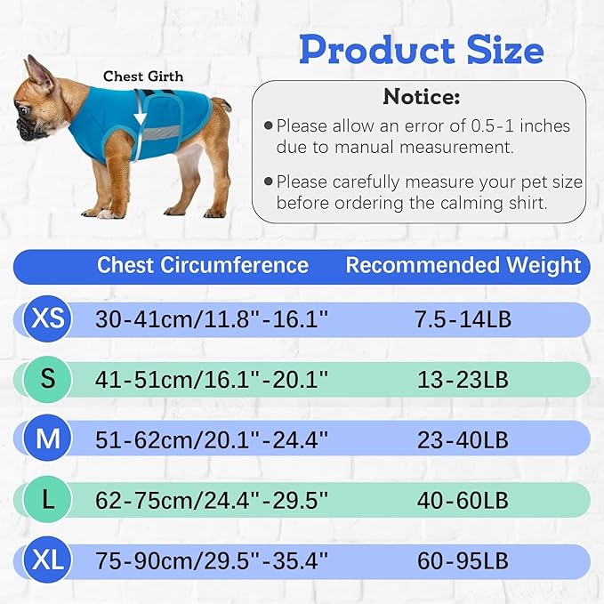 MIGOHI Dog Anxiety Relief Coat,Comfort Anxiety Vest for Dogs,Adjustable Dog Anxiety Calming Wrap for Fireworks,Thunderstorm,Travel,Separation,Anxiety Jacket for Large Dogs,L,Blue