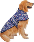 HDE Dog Raincoat Jacket Reflective Adjustable Hooded Pet Poncho Rain Coat with Leash Hole for Small to X-Large Dogs Nautical Boats - L