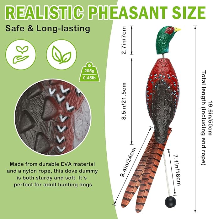 Archerest Dead Duck Dove Pheasant Dummy Bumper Toys for Waterfowl Hunting Retriever Dog Training, Floating Mallard Dummy Trainer Outdoor Soft Durable Realistic Fowl