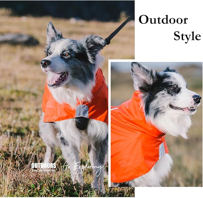 Dog Water-Repellent Raincoat Jacket, Lightweight Reflective Waterproof Clothes for Small Medium Large Dogs, Outdoor for Fall & Spring (Orange, XS)