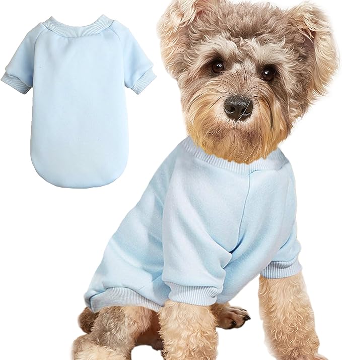 Puppy Sweater for Small Dogs Clothes Warm Winter Cat Clothe Pet Sweatshirt Knitwear Doggie Kitten Clothing, Light Blue, X-Large