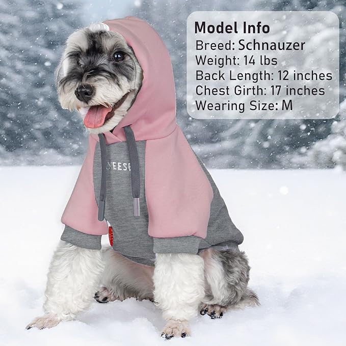 KYEESE Dog Hoodie Stretchy Dog Clothes for Small Dogs Comfort Cat Sweater Soft Pet Sweatshirt with Drawstring Cat Coat with Leash Hole Dogs Winter Coat for Cold Weather Warm Pet Clothes