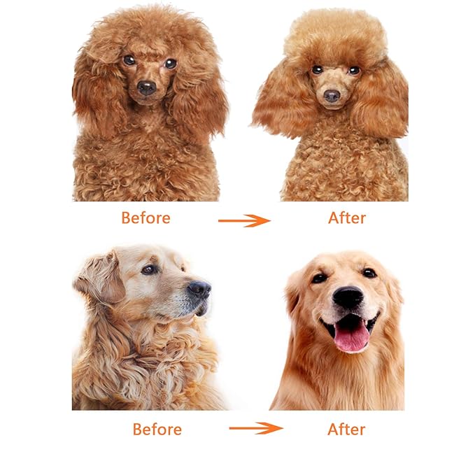 Dog or Cat Comb Grooming with Short and Long Teeth Dematting Knots Tangles Remover Combs Detangler Tool Suitable for Dogs Cats Poodle HorseStainless Steel Pin (Red)
