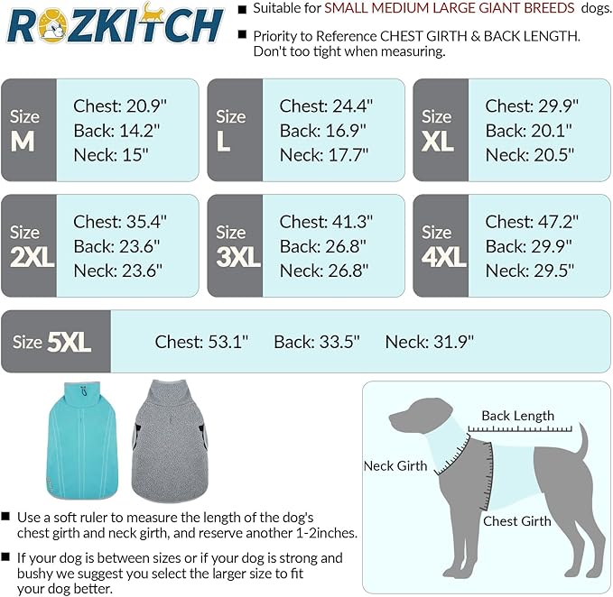 ROZKITCH Reversible Dog Sherpa Jacket Super Warm Fleece Sherpa Sweater with Embroidery, Adjustable Double-Sided Plush Sweatshirt for Small Breeds Bluegreen M
