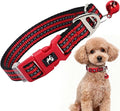 Adjustable Puppy Collar with Bell - Reflective Nylon Dog Collar for Small Breeds, Chihuahua Pomeranian, Nighttime Safety, Gift for Dog Lovers (Red, XS)