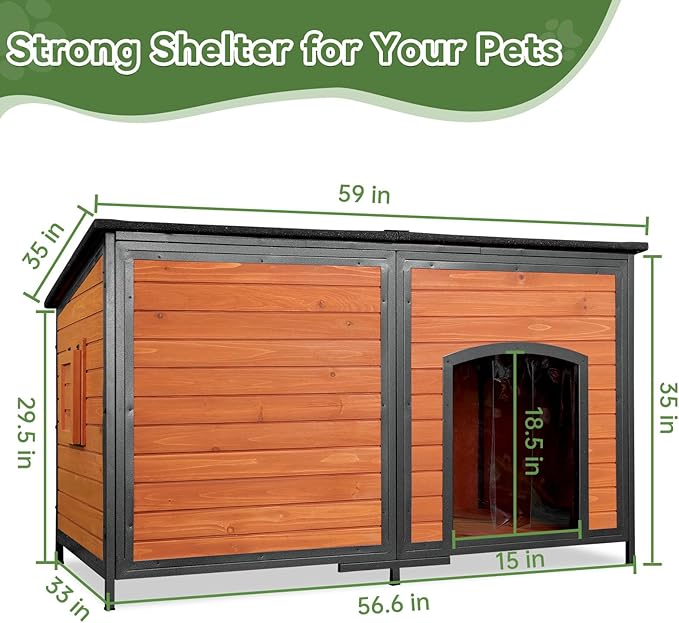 Extra Large Dog House Outdoor Weatherproof Dog Kennel for Large Dogs Chew-Proof Metal Frame Openable Roof for Easy Cleaning