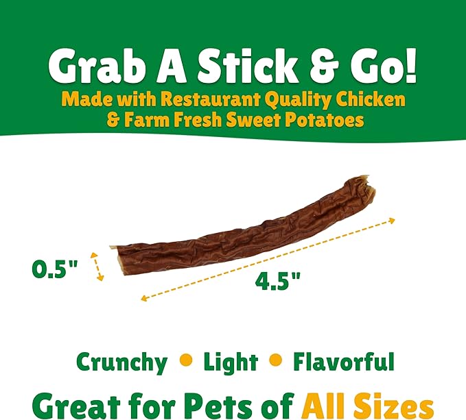 Lucky Premium Treats Lucky Shorty Slims - Sweet Potato and Chicken Jerky Dog Treats, Crunchy Dog Chew Sticks with Real Chicken and Sweet Potato for Small to Large Dogs (7 Count)